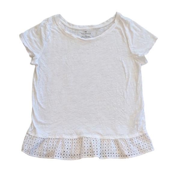 Talbots Tops - Talbots Short Sleeve Shirt with Eyelet Hem White Size Medium